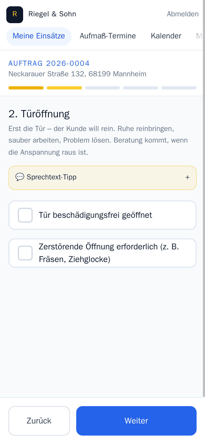 Einsatz-Wizard auf dem Handy – Schritt für Schritt bis zum Abschluss